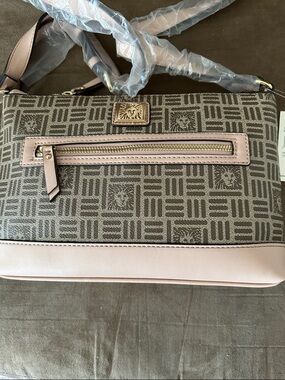 Anne Klein Patterned Crossbody Bag with Pink Trim
